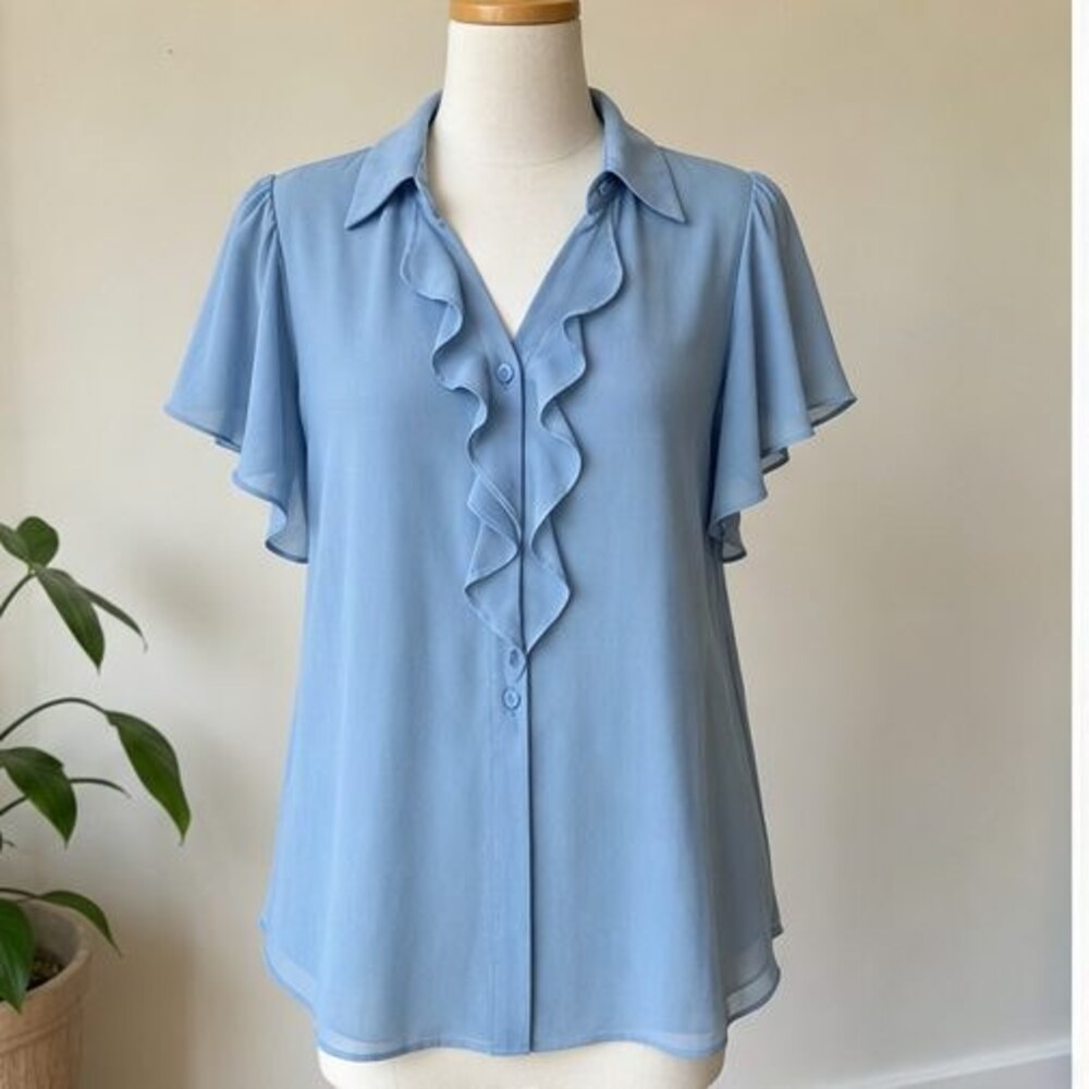 Blue Wrap Blouse